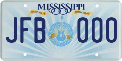 MS license plate JFB000