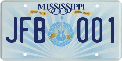 MS license plate JFB001