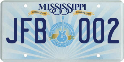 MS license plate JFB002