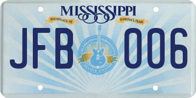 MS license plate JFB006