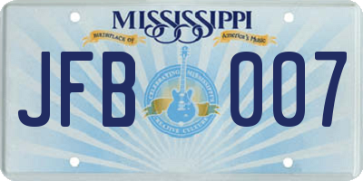 MS license plate JFB007