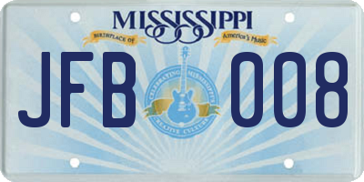 MS license plate JFB008