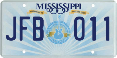 MS license plate JFB011