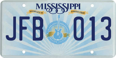MS license plate JFB013