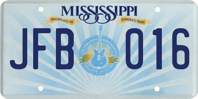MS license plate JFB016