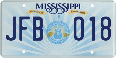 MS license plate JFB018