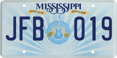MS license plate JFB019