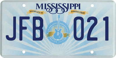 MS license plate JFB021