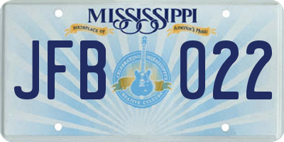 MS license plate JFB022