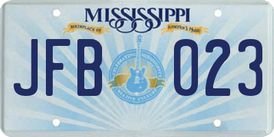 MS license plate JFB023