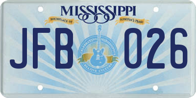 MS license plate JFB026