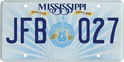 MS license plate JFB027