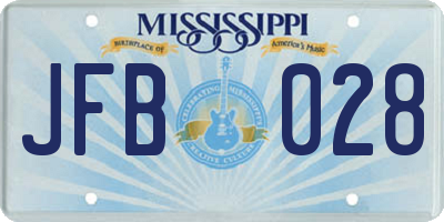 MS license plate JFB028