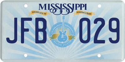 MS license plate JFB029
