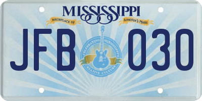 MS license plate JFB030