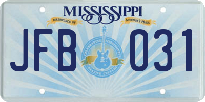 MS license plate JFB031