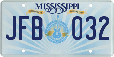 MS license plate JFB032