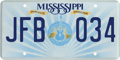 MS license plate JFB034