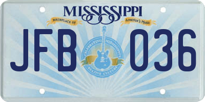 MS license plate JFB036