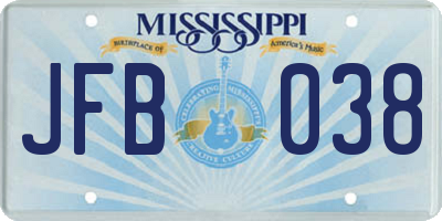 MS license plate JFB038