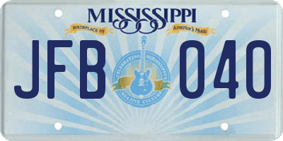MS license plate JFB040