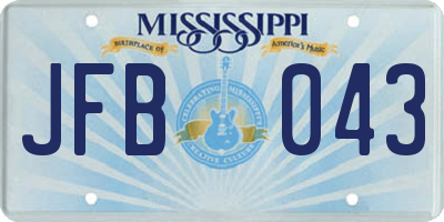 MS license plate JFB043
