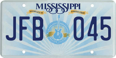 MS license plate JFB045