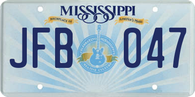 MS license plate JFB047