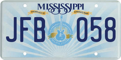 MS license plate JFB058