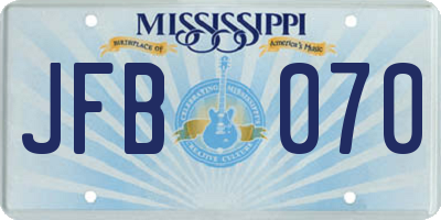 MS license plate JFB070