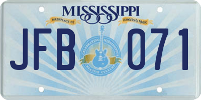 MS license plate JFB071
