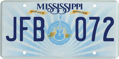 MS license plate JFB072