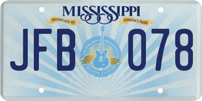 MS license plate JFB078