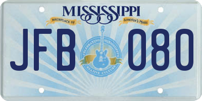 MS license plate JFB080