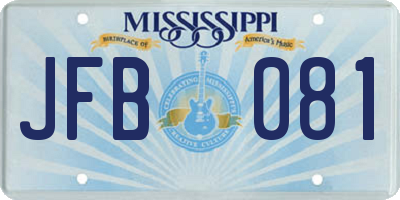 MS license plate JFB081