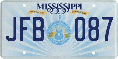 MS license plate JFB087