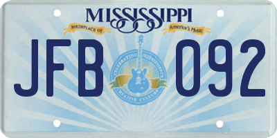 MS license plate JFB092