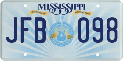 MS license plate JFB098