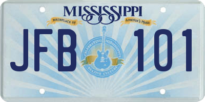 MS license plate JFB101