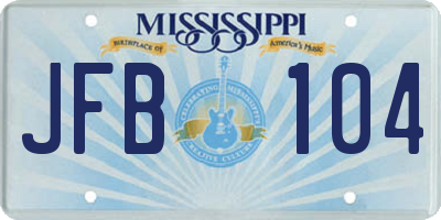 MS license plate JFB104