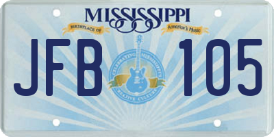MS license plate JFB105