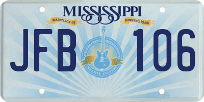 MS license plate JFB106