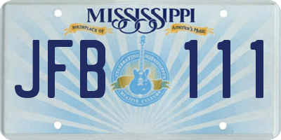 MS license plate JFB111