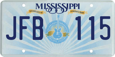 MS license plate JFB115