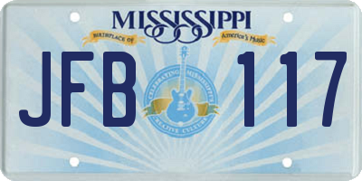 MS license plate JFB117