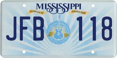 MS license plate JFB118