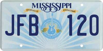 MS license plate JFB120