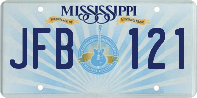 MS license plate JFB121