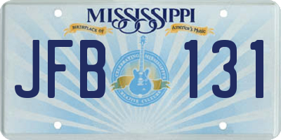 MS license plate JFB131