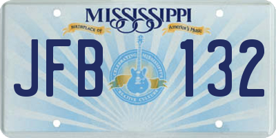 MS license plate JFB132